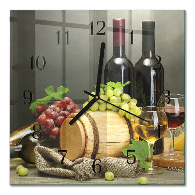 Pendule carrée en verre Raisins pour le vin