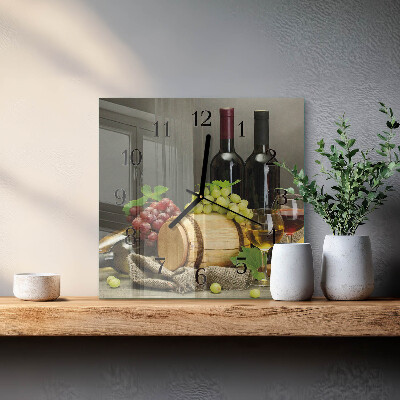 Pendule carrée en verre Raisins pour le vin