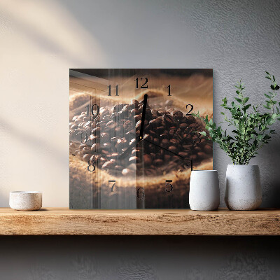 Horloge murale carrée Café en grains