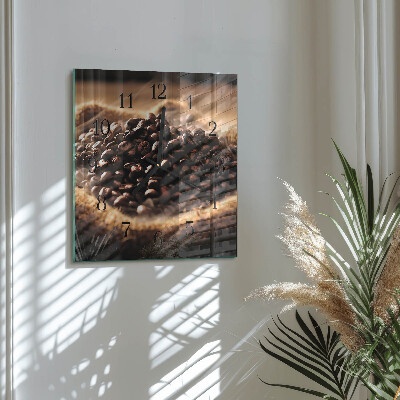 Horloge murale carrée Café en grains