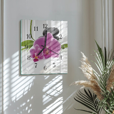 Pendule carrée en verre Orchidée
