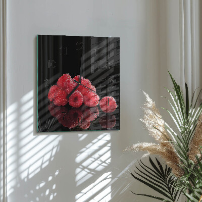 Pendule carrée en verre Framboises