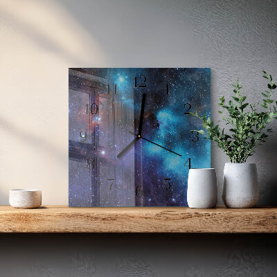 Pendule carrée en verre Ciel étoilé