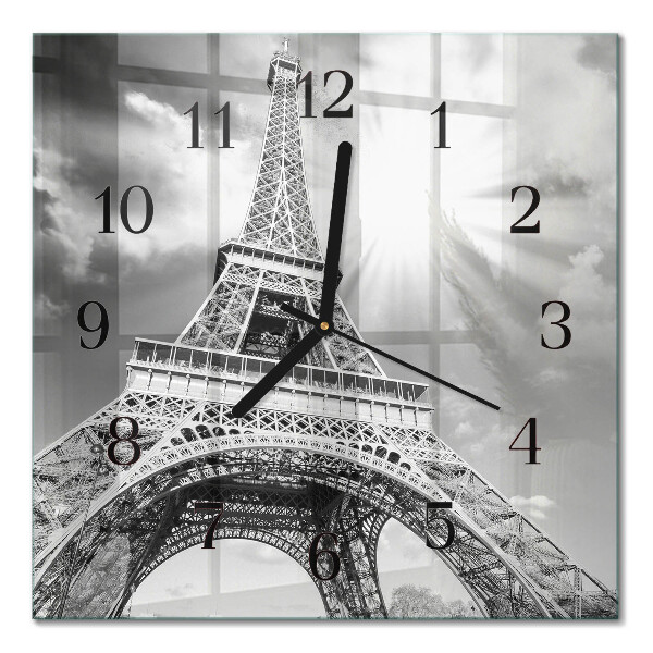 Pendule carrée en verre Tour eiffel paris