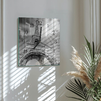 Pendule carrée en verre Tour eiffel paris