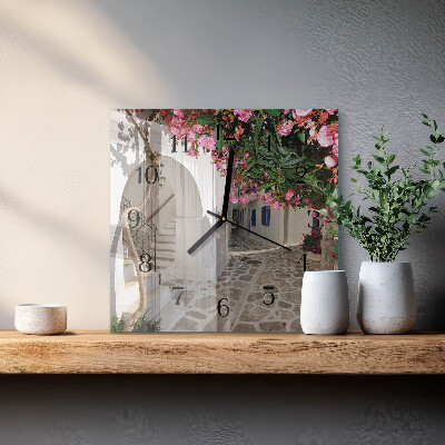 Pendule carrée en verre Allée des fleurs