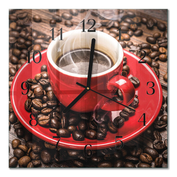 Pendule carrée en verre Une tasse de café
