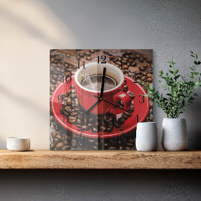 Pendule carrée en verre Une tasse de café