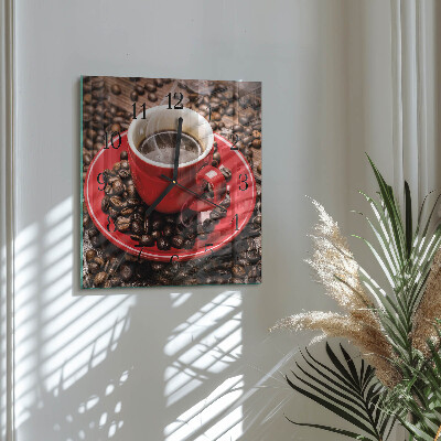 Pendule carrée en verre Une tasse de café
