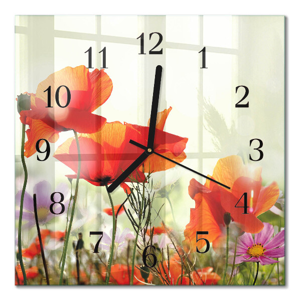 Horloge murale carrée Coquelicots