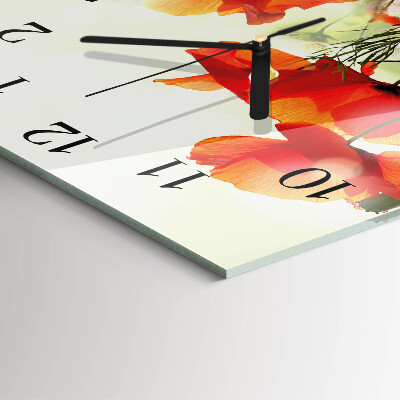 Horloge murale carrée Coquelicots