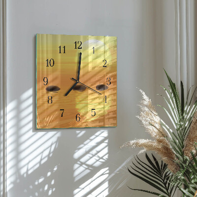 Pendule carrée en verre Soleil d'eau