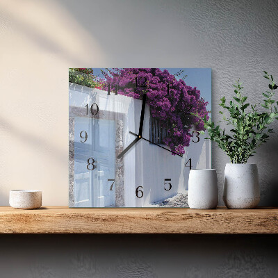 Pendule carrée en verre Fleurs d'intérieur