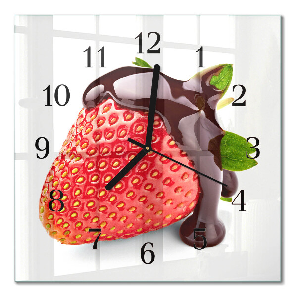 Pendule carrée en verre Chocolat à la fraise