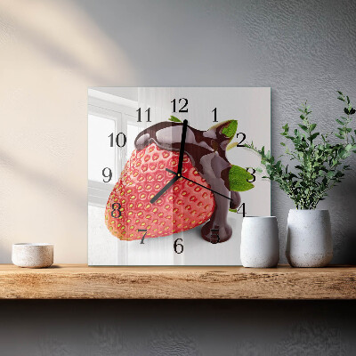 Pendule carrée en verre Chocolat à la fraise