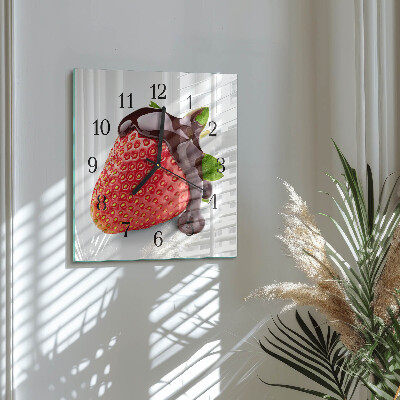 Pendule carrée en verre Chocolat à la fraise