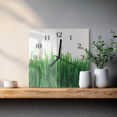 Horloge murale carrée Herbe