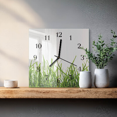 Pendule carrée en verre Herbe