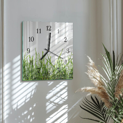 Pendule carrée en verre Herbe