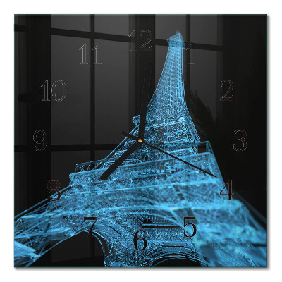 Pendule carrée en verre Tour eiffel paris