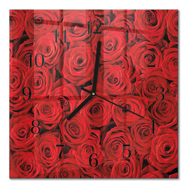 Pendule carrée en verre Roses