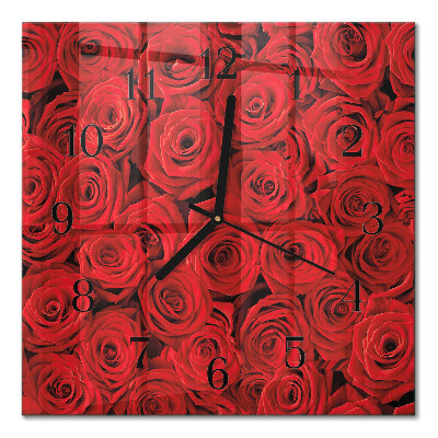 Pendule carrée en verre Roses