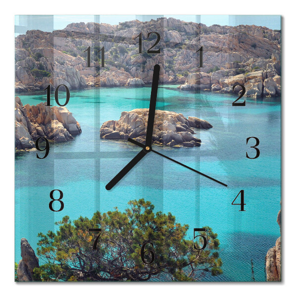 Pendule carrée en verre Paysage marin