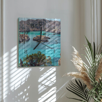 Pendule carrée en verre Paysage marin
