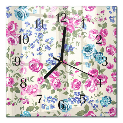 Horloge murale carrée Roses