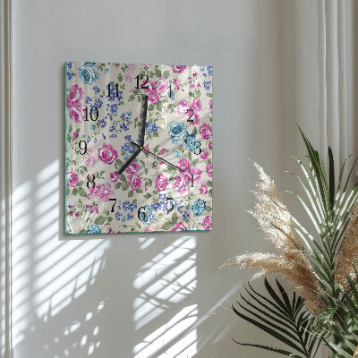 Horloge murale carrée Roses