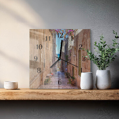 Pendule carrée en verre Rue