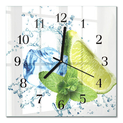 Pendule carrée en verre Citron vert et menthe
