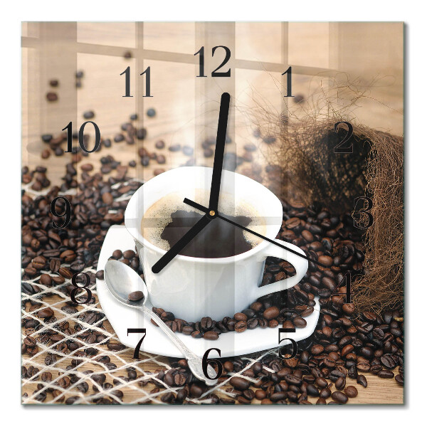 Horloge murale carrée Une tasse de café