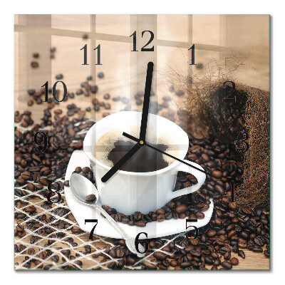Horloge murale carrée Une tasse de café
