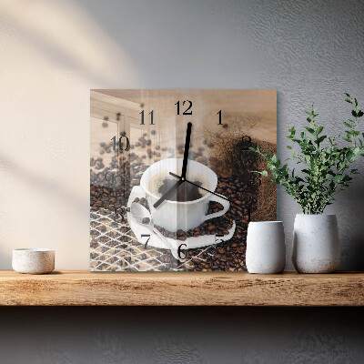 Horloge murale carrée Une tasse de café
