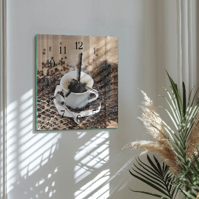 Horloge murale carrée Une tasse de café