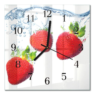 Pendule carrée en verre Fraises