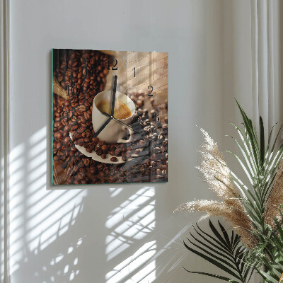 Pendule carrée en verre Une tasse de café