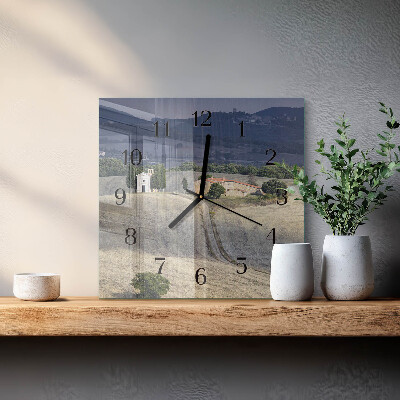 Pendule carrée en verre Paysage