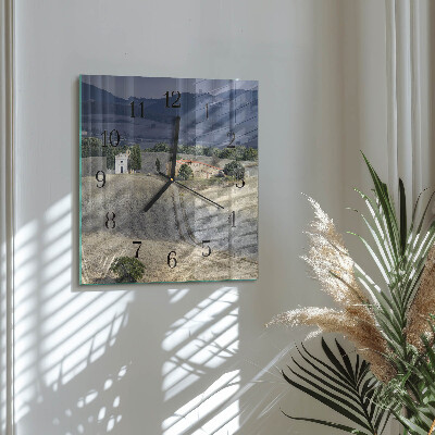 Pendule carrée en verre Paysage