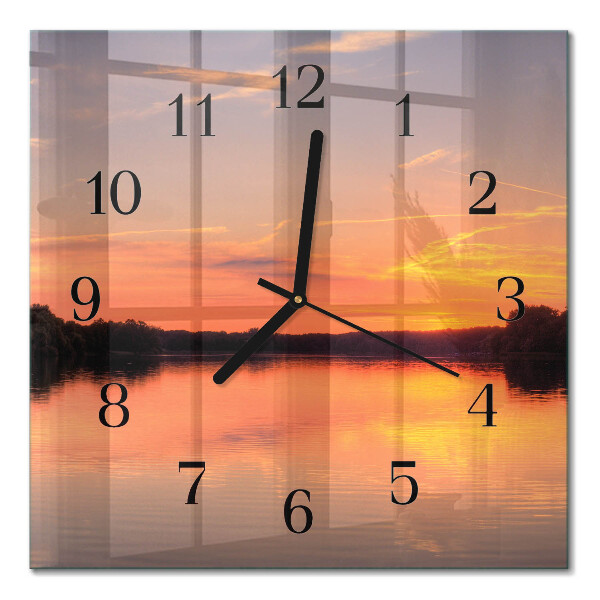 Pendule carrée en verre Coucher de soleil