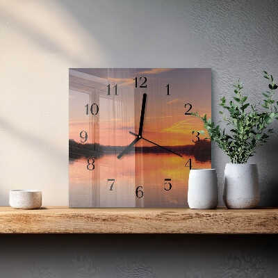 Pendule carrée en verre Coucher de soleil