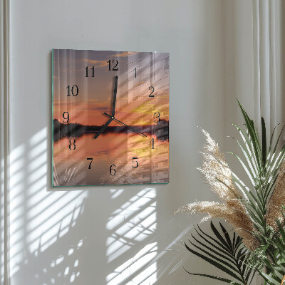 Pendule carrée en verre Coucher de soleil