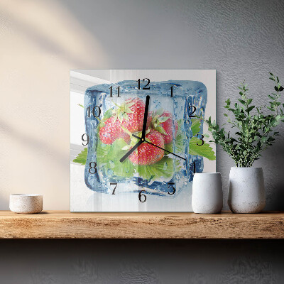 Horloge murale carrée Glace à la fraise