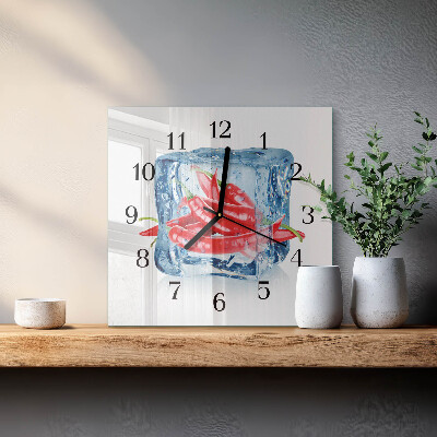 Pendule carrée en verre Chili avec de la glace