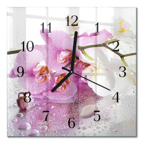 Horloge murale carrée Orchidée