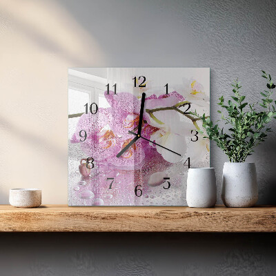 Horloge murale carrée Orchidée