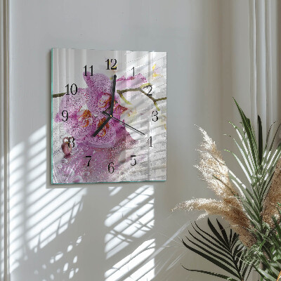 Horloge murale carrée Orchidée