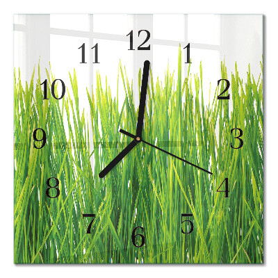 Pendule carrée en verre Herbe