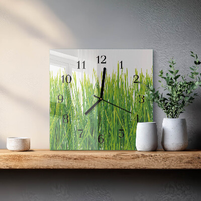 Pendule carrée en verre Herbe